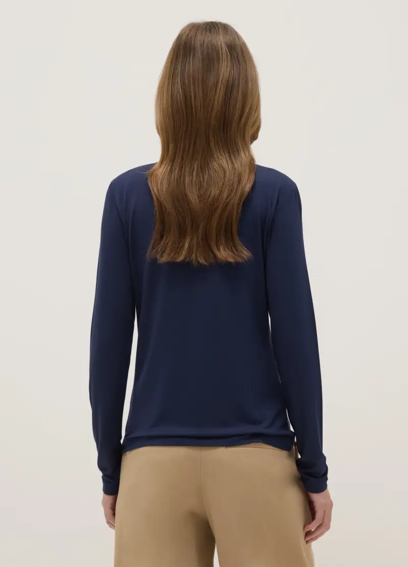 Maglia Girocollo Blu A Maniche Lunghe Regular Fit, Donna, Blu miniatura 3