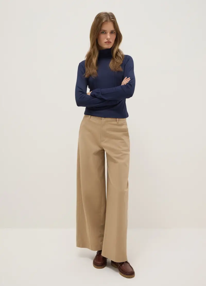 Maglia Girocollo Blu A Maniche Lunghe Regular Fit, Donna, Blu