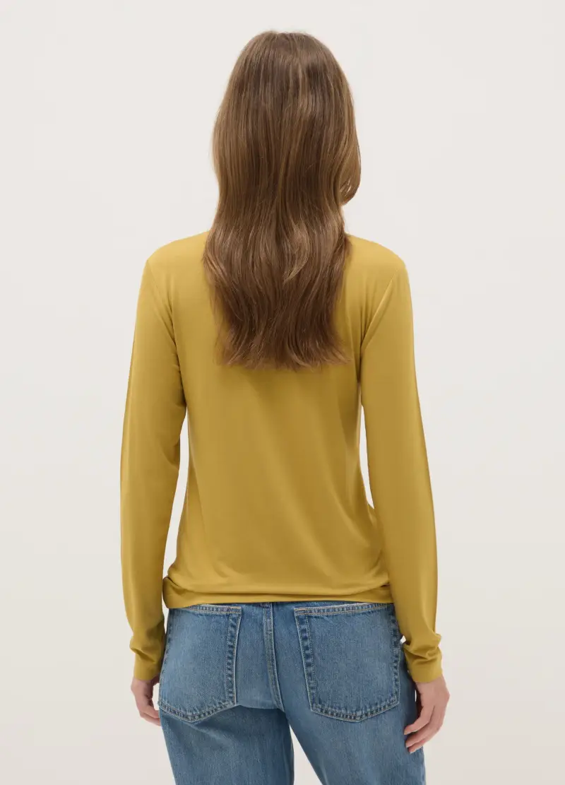 Maglia Girocollo Gialla A Maniche Lunghe Regular Fit, Donna, Giallo miniatura 3