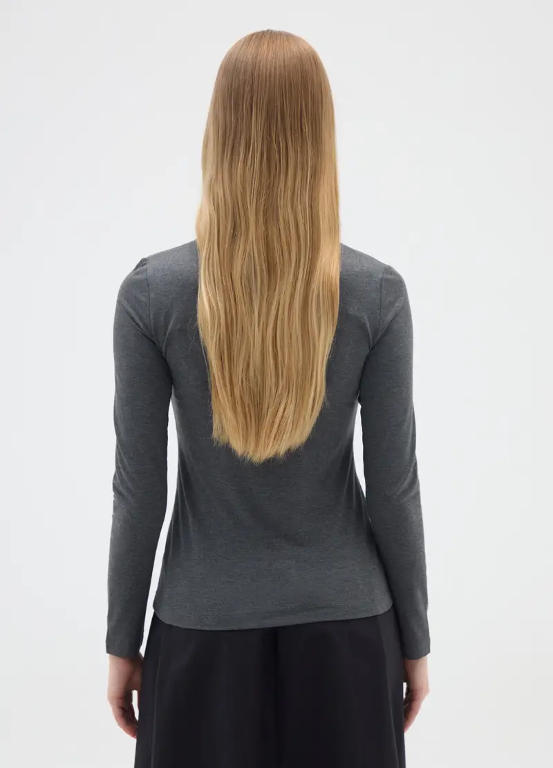 Maglia Grigia A Maniche Lunghe In Viscosa Elasticizzata, Donna, Grigio miniatura 3