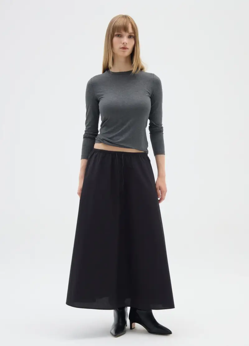 Maglia Grigia A Maniche Lunghe In Viscosa Elasticizzata, Donna, Grigio