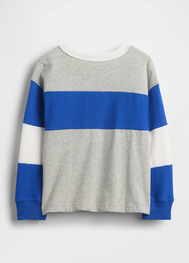 Maglia Grigia E Blu In Cotone A Maniche Lunghe, Bambino, Bianco miniatura 2