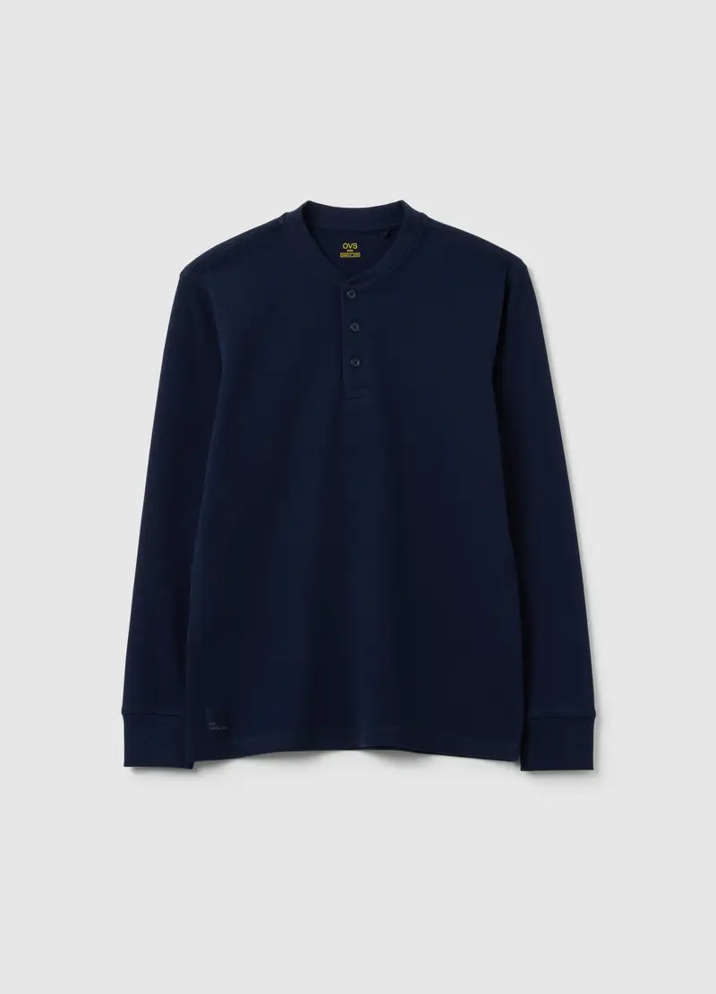 OVS, Maglia Henley Da Ragazzo In Cotone Blu Regular Fit, Bambino, Blu, Taglia: 10-11