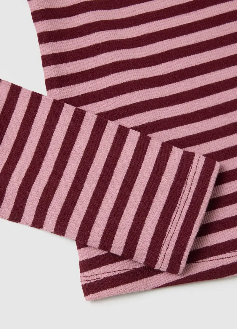 Maglia In Cotone Elasticizzato A Righe Regular Fit, Donna, Multicolor miniatura 2