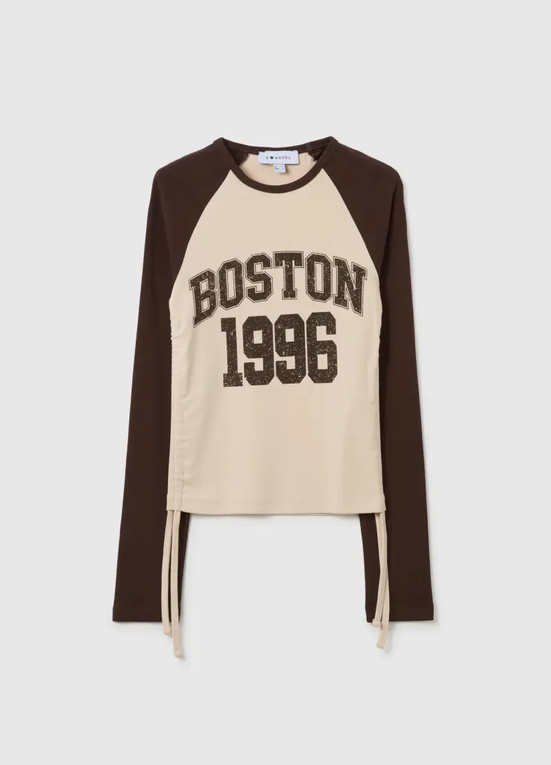 Maglia In Cotone Elasticizzato Multicolor Con Stampa, Donna, Multicolor