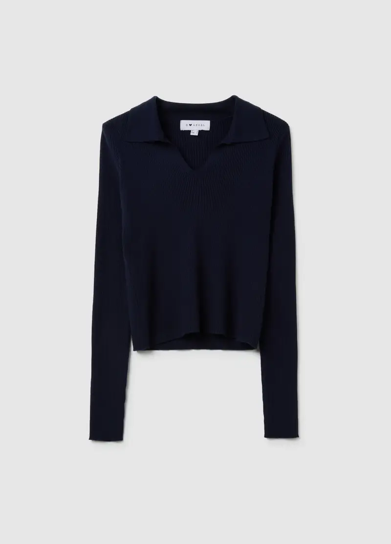 OVS, Maglia In Misto Viscosa Blu Fitted, Donna, Blu, Taglia: XS