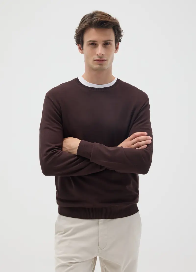 OVS, Maglia In Misto Viscosa Marrone Regular Fit, Uomo, Marrone, Taglia: XXL