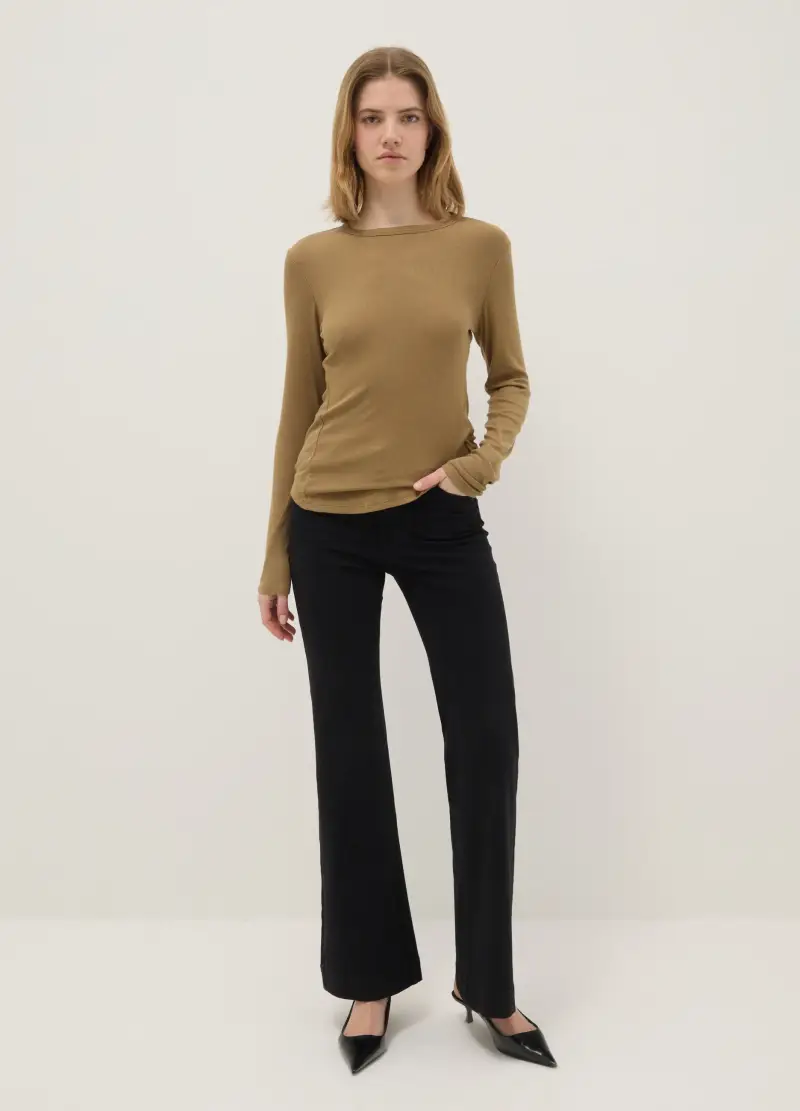 Maglia In Modal Elasticizzato Beige Regular Fit, Donna, Beige miniatura 2