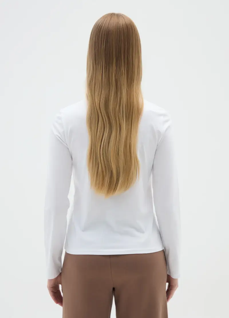 Maglia In Puro Cotone Bianca Regular Fit, Donna, Bianco miniatura 3