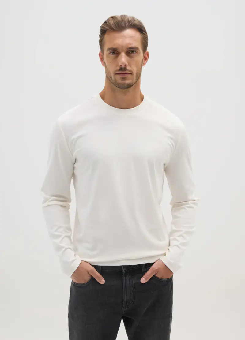 Maglia In Puro Cotone Bianca Regular Fit, Uomo, Bianco