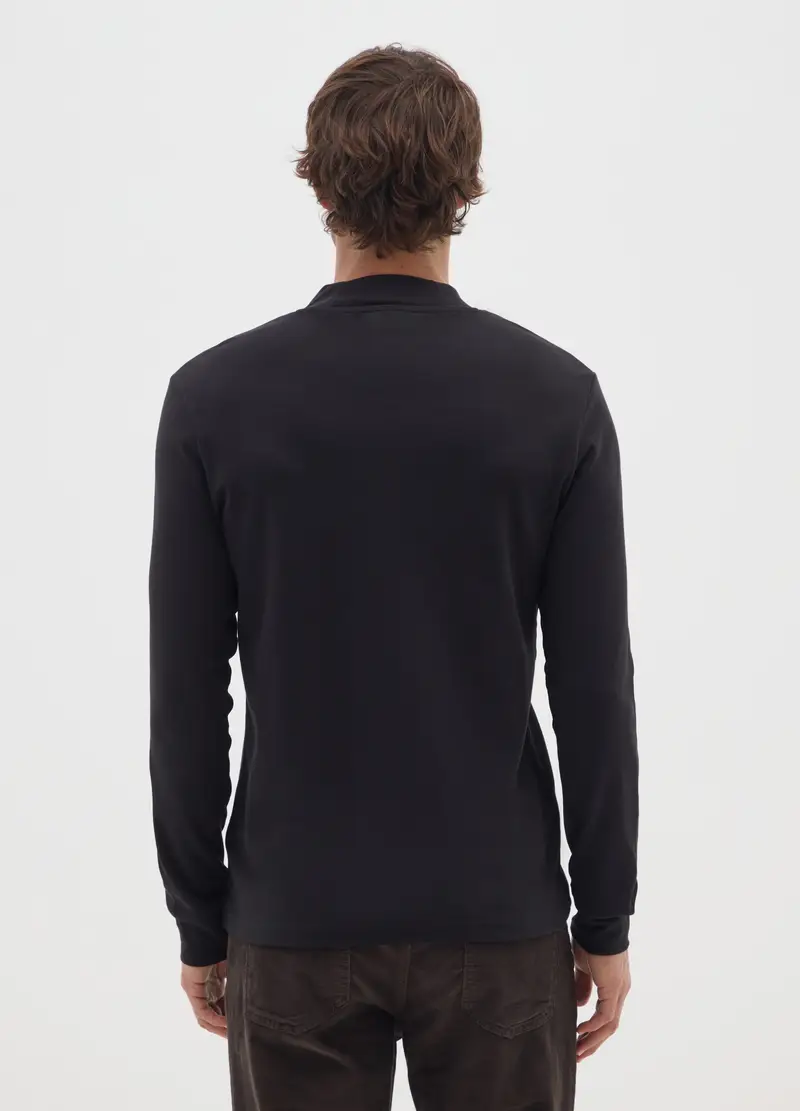 Maglia In Puro Cotone Nero Regular Fit, Uomo, Nero miniatura 3