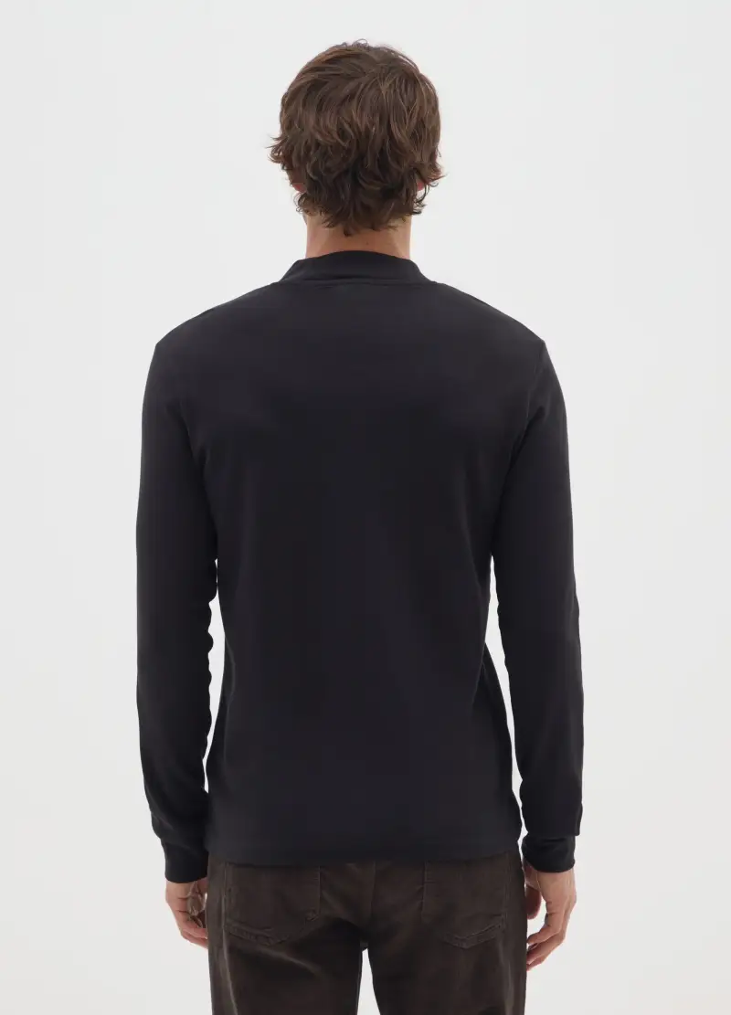 Maglia In Puro Cotone Nero Regular Fit, Uomo, Nero miniatura 3