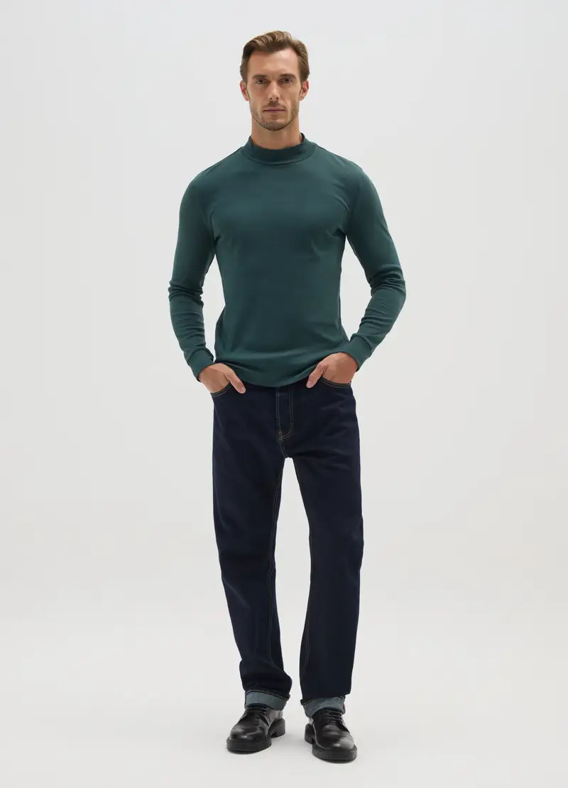 Maglia In Puro Cotone Verde Regular Fit, Uomo, Verde miniatura 2