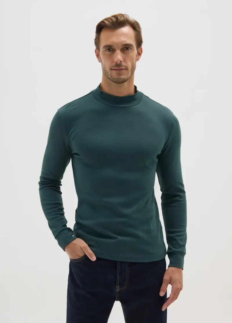 Maglia In Puro Cotone Verde Regular Fit, Uomo, Verde