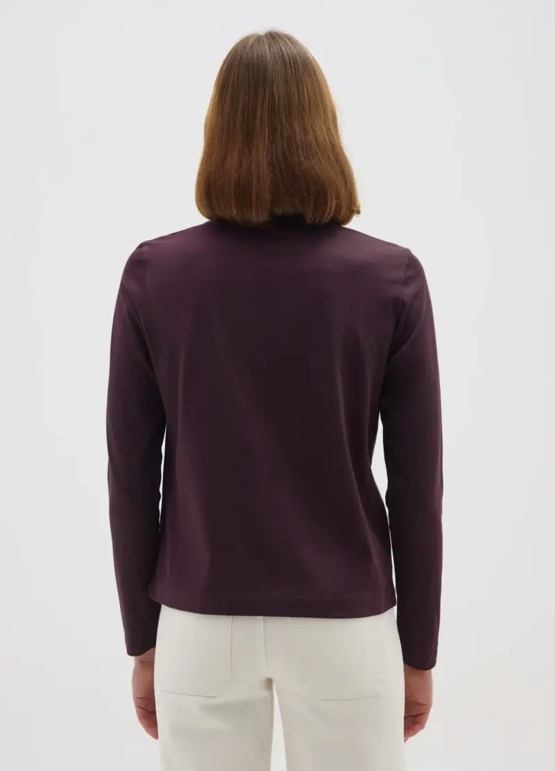 Maglia In Puro Cotone Viola Regular Fit, Donna, Viola miniatura 3