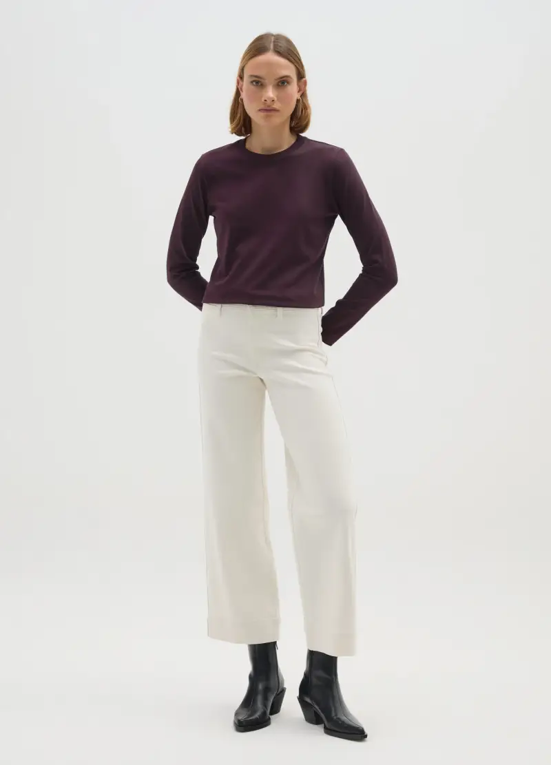 Maglia In Puro Cotone Viola Regular Fit, Donna, Viola