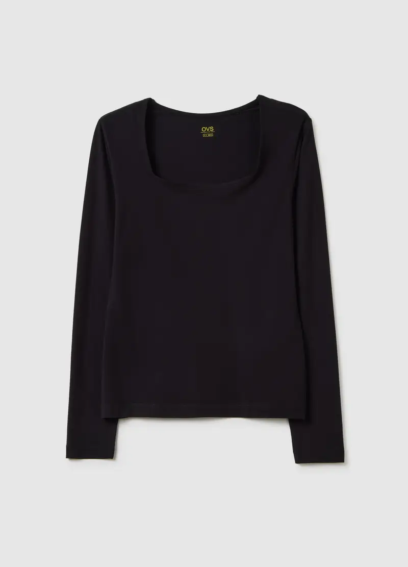 OVS , Maglia In Viscosa Elasticizzata Nera Regular Fit, Donna, Nero, Taglia: S