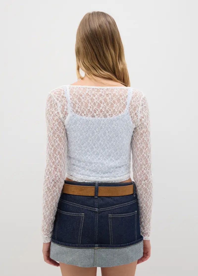 OVS, Maglia Lunga In Tessuto Elasticizzato Bianca, Donna, Bianco, Taglia: XS miniatura 3