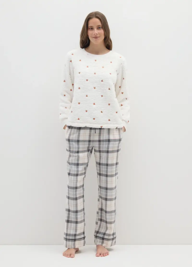 Maglia Pigiama Bianca Regular Fit Con Stampa, Donna, Bianco miniatura 2