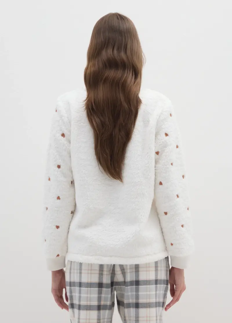 Maglia Pigiama Bianca Regular Fit Con Stampa, Donna, Bianco miniatura 3