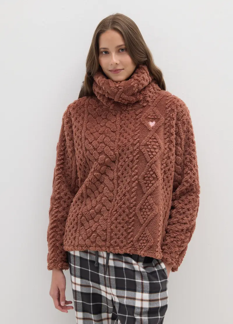 Maglia Pigiama Marrone Regular Fit, Donna, Marrone