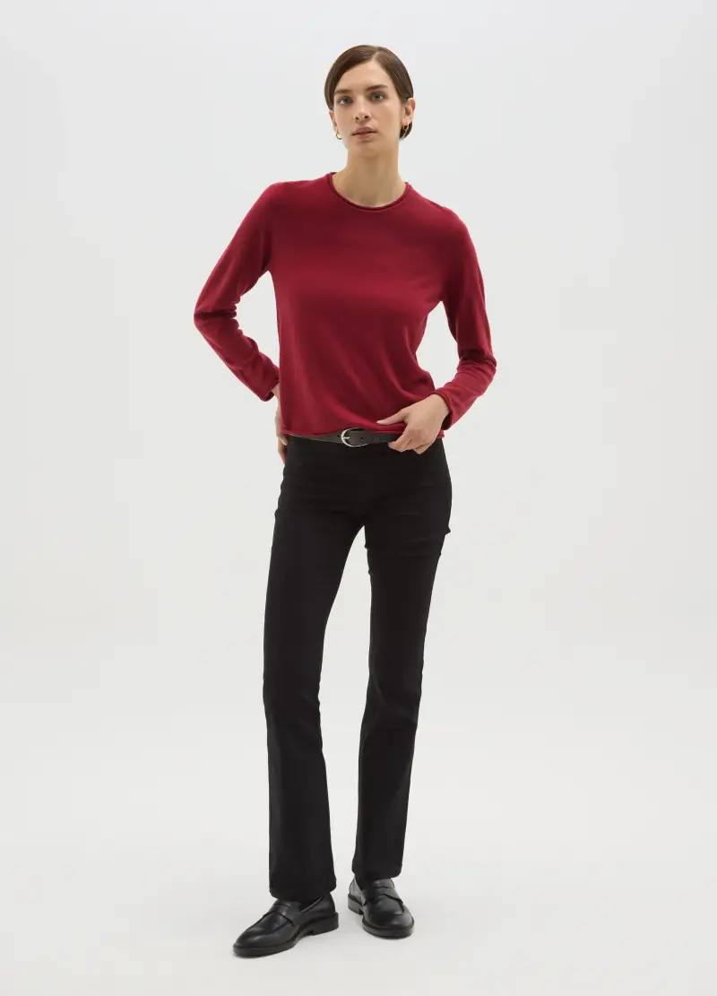 Maglia Rossa Regular Fit Con Girocollo, Donna, Rosso miniatura 2