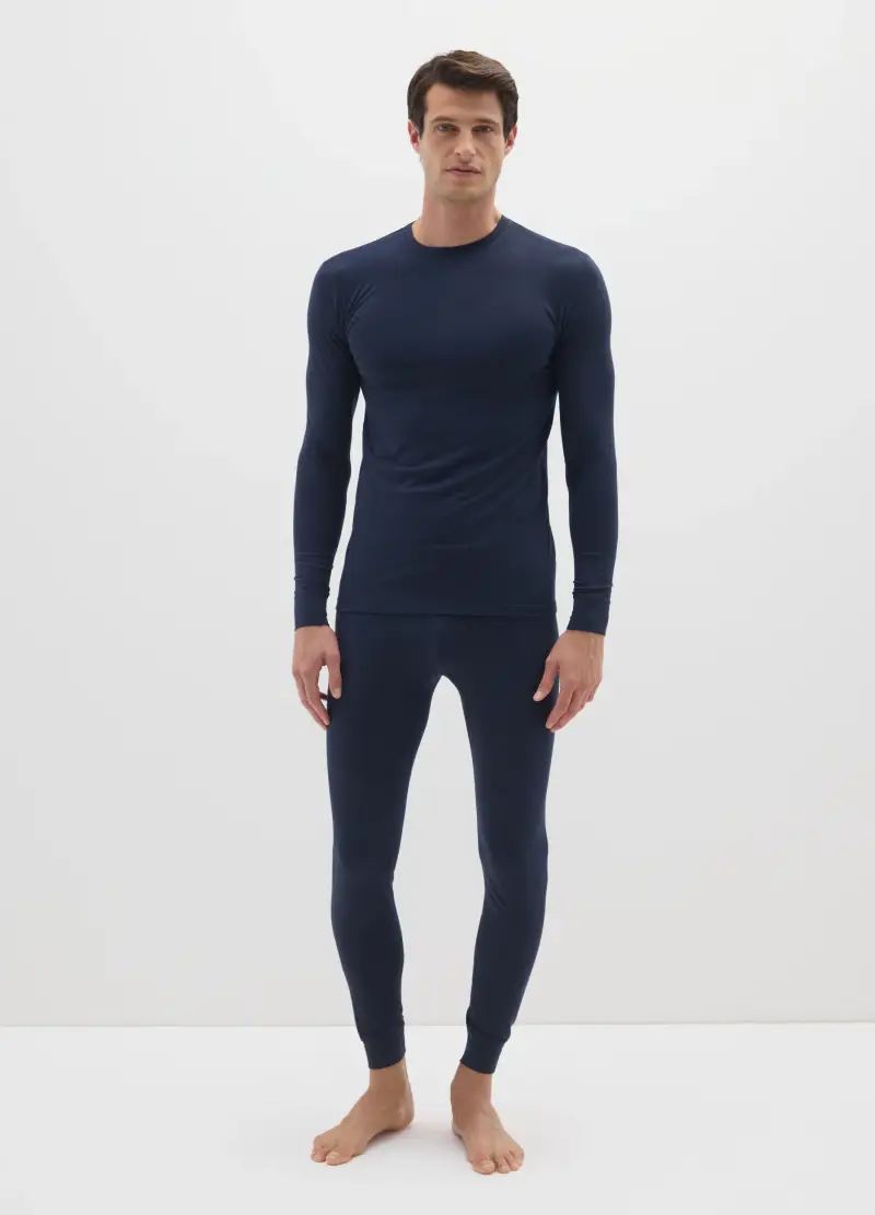 Maglietta Blu A Maniche Lunghe Regular Fit, Uomo, Blu miniatura 2