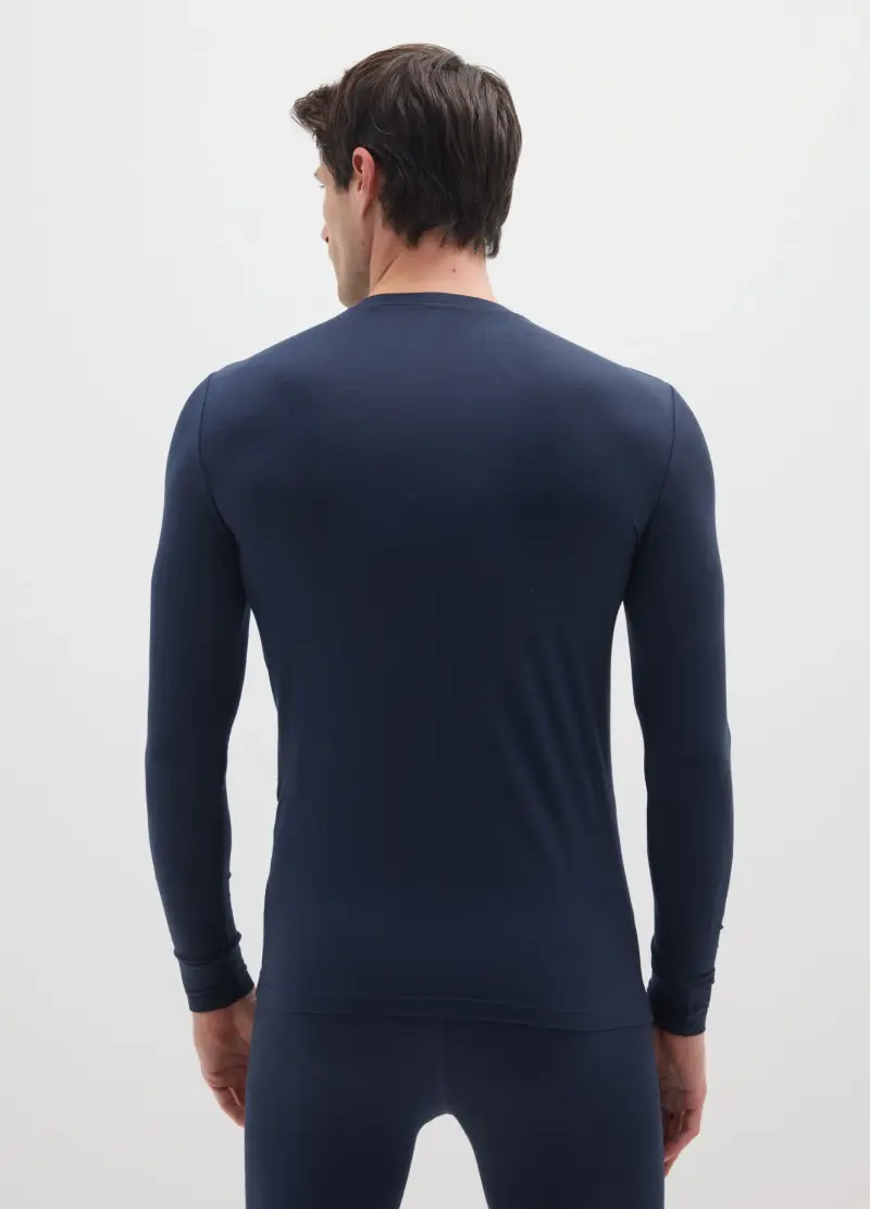 Maglietta Blu A Maniche Lunghe Regular Fit, Uomo, Blu miniatura 3