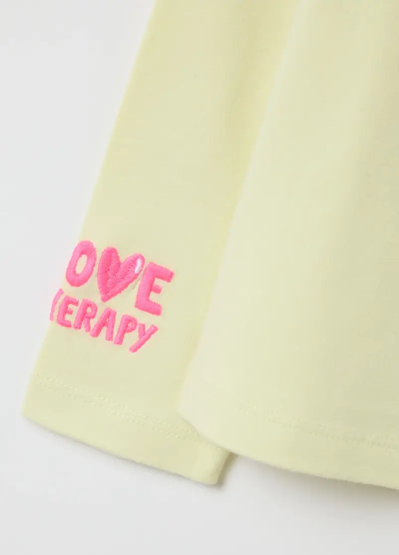 Maglietta Da Bambina In Misto Cotone Gialla Regular Fit Con Stamoa, Giallo miniatura 3