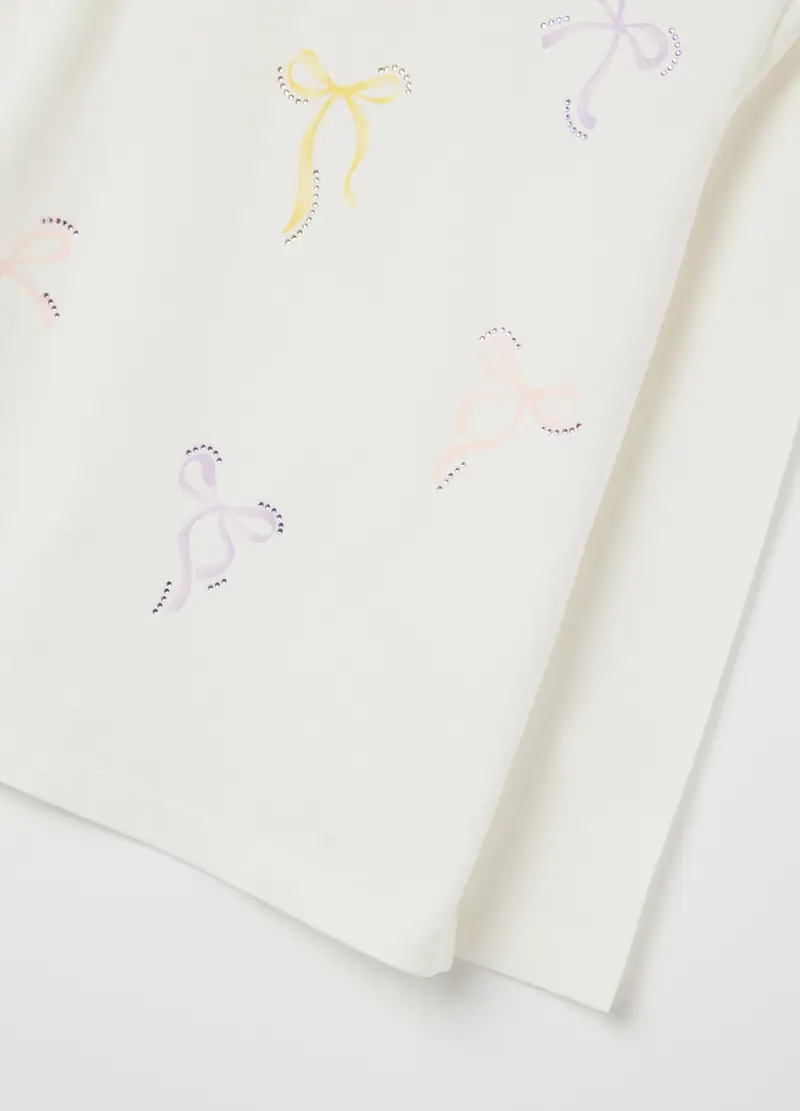 Maglietta Da Bambina In Puro Cotone Bianca Regular Fit, Bianco miniatura 3