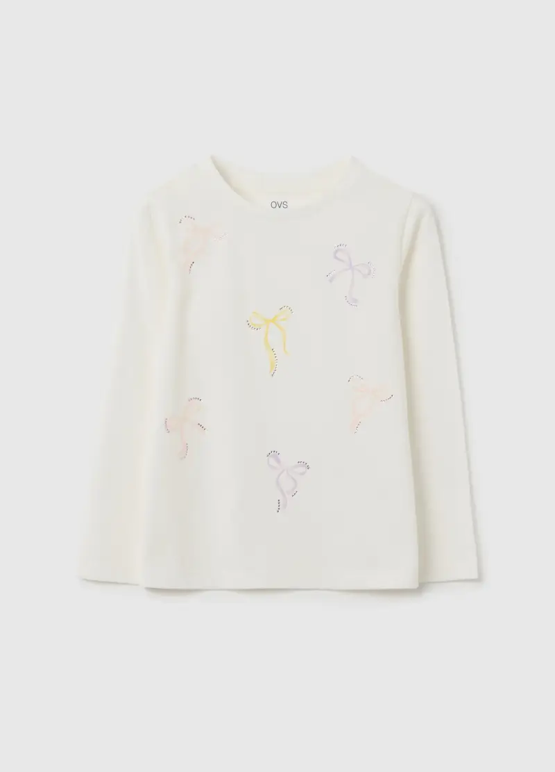 Maglietta Da Bambina In Puro Cotone Bianca Regular Fit, Bianco