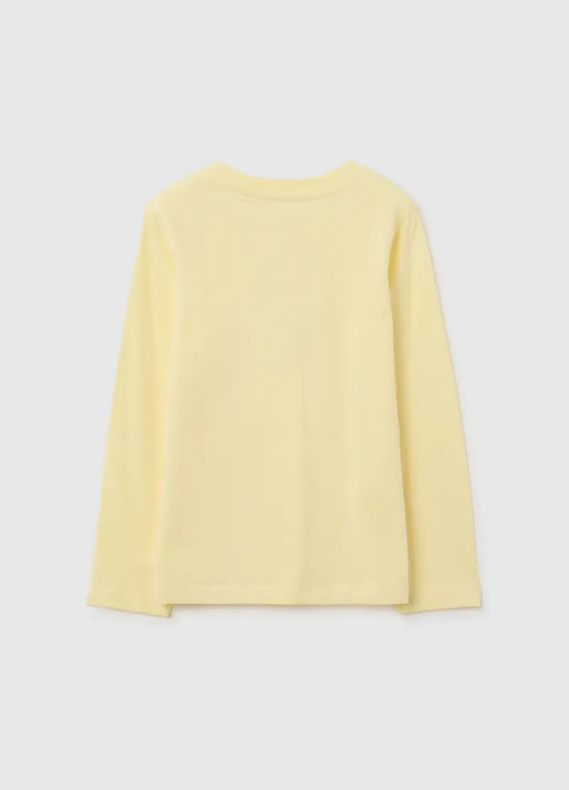 Maglietta Da Bambina In Puro Cotone Gialla Con Glitter, Giallo miniatura 2