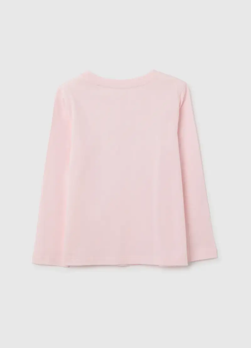 Maglietta Da Bambina In Puro Cotone Rosa Con Glitter, Rosa miniatura 2
