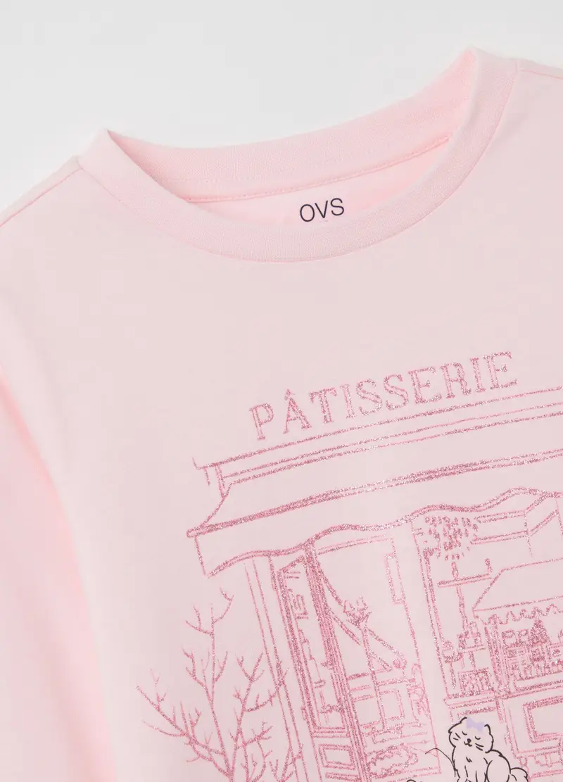 Maglietta Da Bambina In Puro Cotone Rosa Regular Fit, Rosa miniatura 3