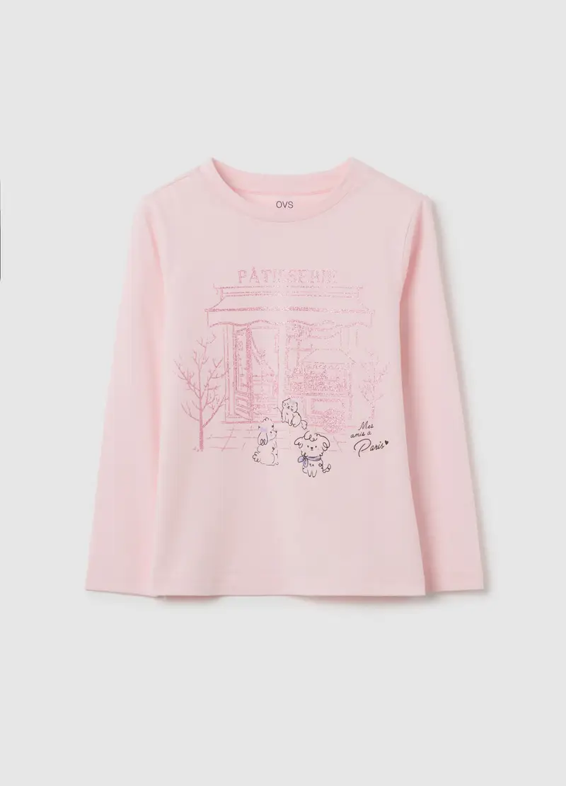 Maglietta Da Bambina In Puro Cotone Rosa Regular Fit, Rosa