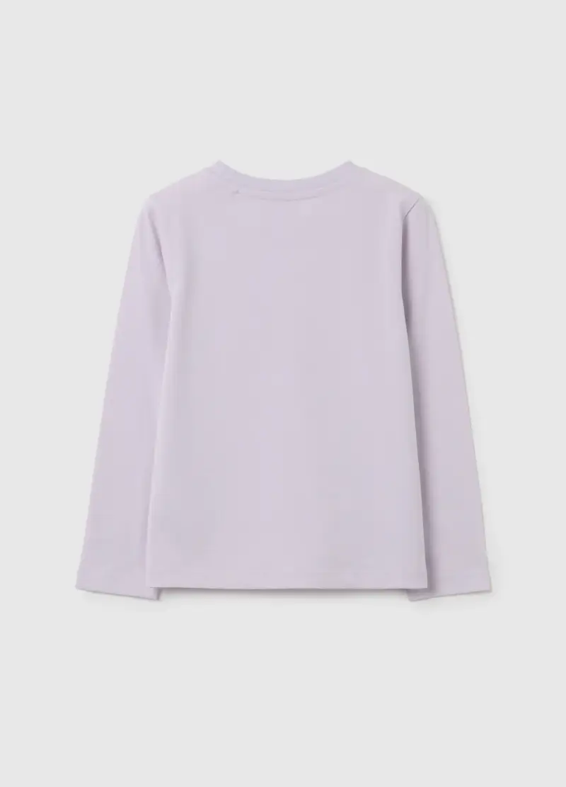 Maglietta Da Bambina In Puro Cotone Viola Regular Fit, Viola miniatura 2