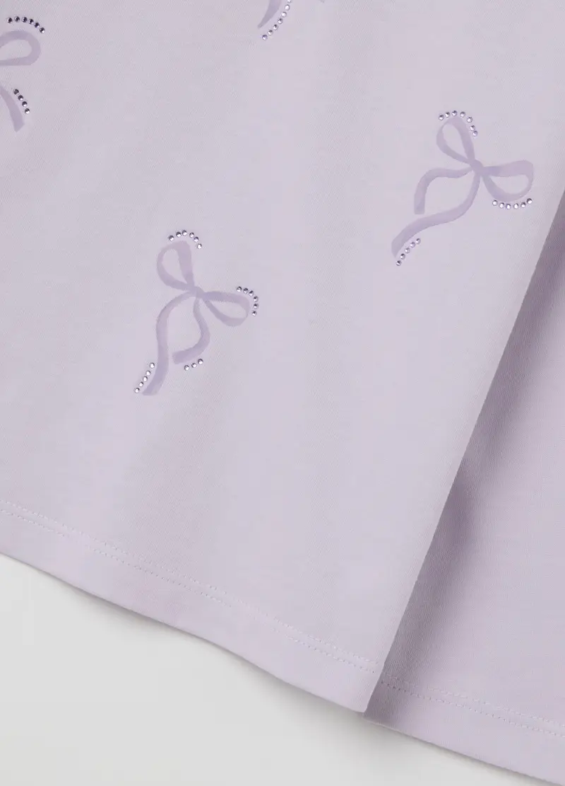 Maglietta Da Bambina In Puro Cotone Viola Regular Fit, Viola miniatura 3