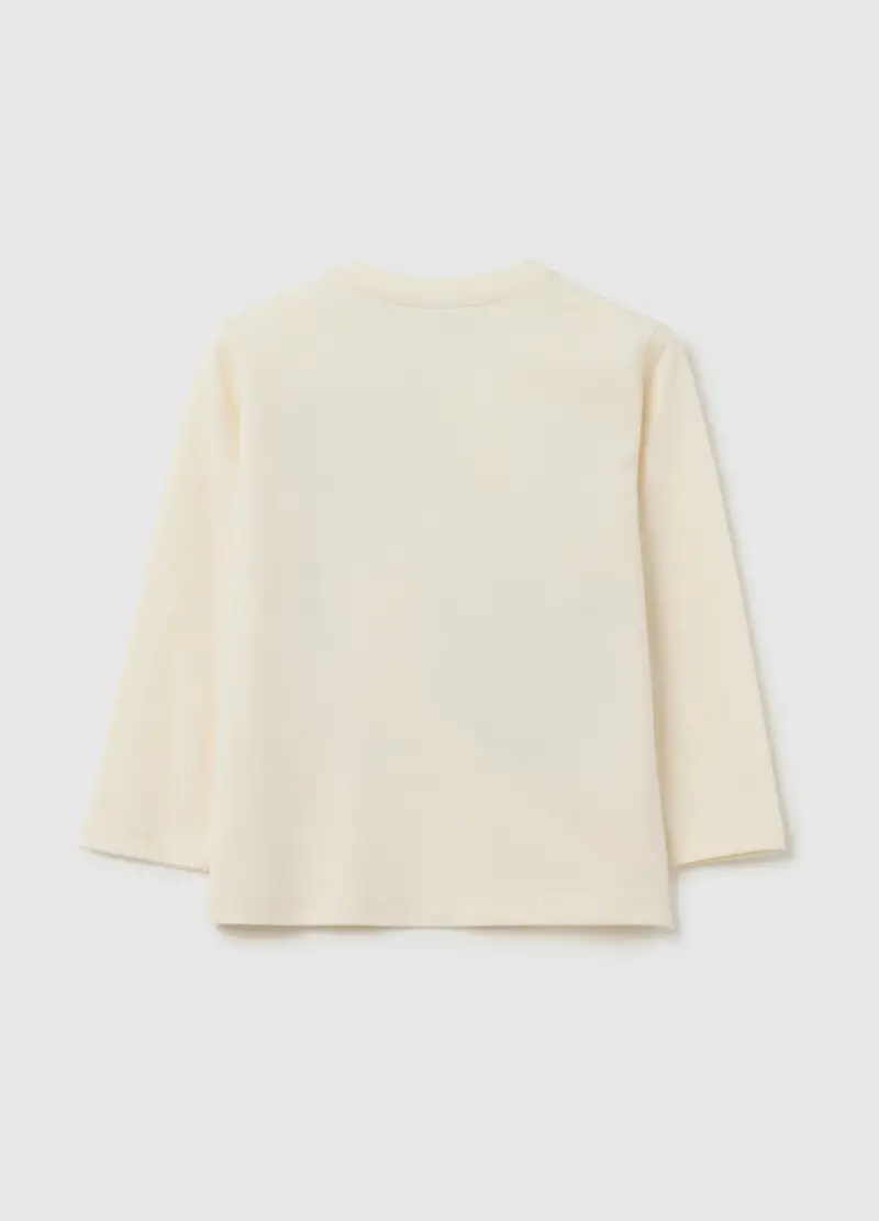 Maglietta Da Bambino In Puro Cotone Beige Con Stampa, Beige miniatura 2