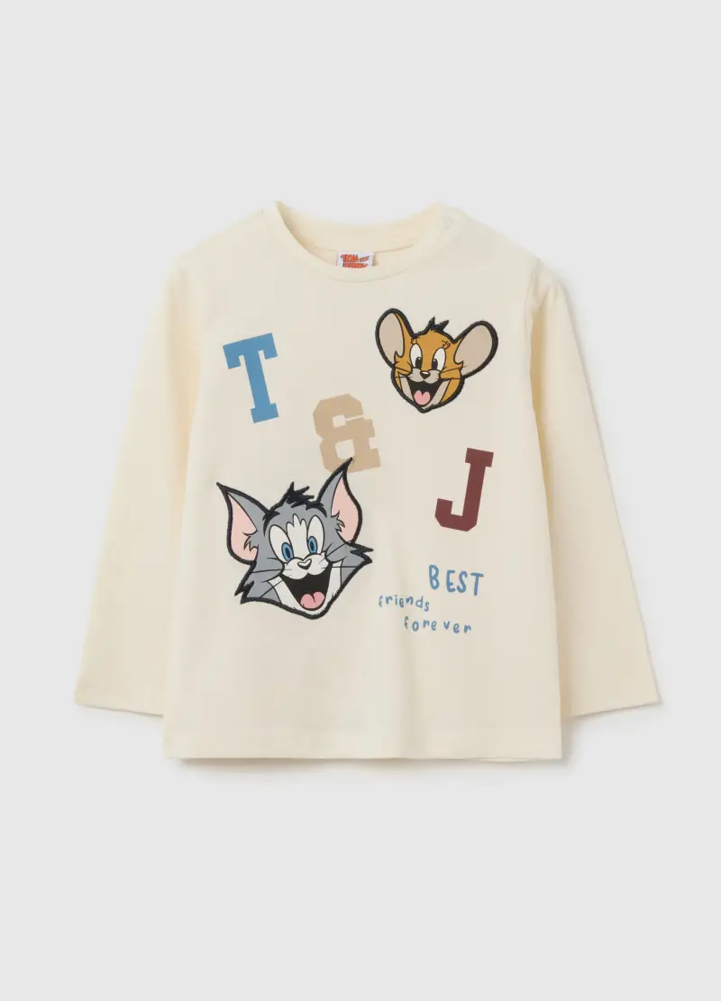 Maglietta Da Bambino In Puro Cotone Beige Con Stampa, Beige