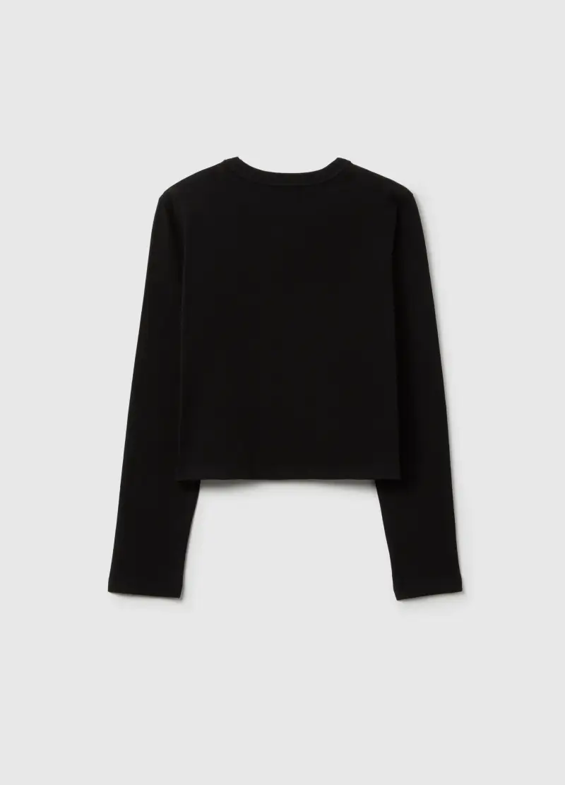 Maglietta Da Ragazza In Puro Cotone Nero Regular Fit, Bambina, Nero miniatura 2