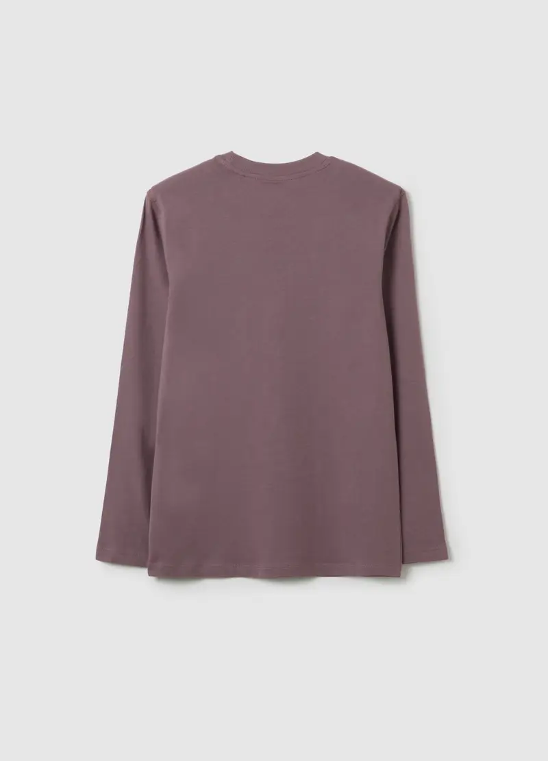 Maglietta Da Ragazzo In Puro Cotone Viola Vestibilità Over, Bambino, Viola miniatura 2