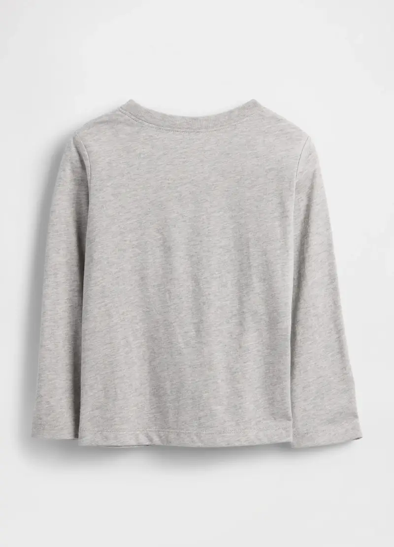 Maglietta Grigia A Maniche Lunghe In Cotone, Bambino, Beige miniatura 2