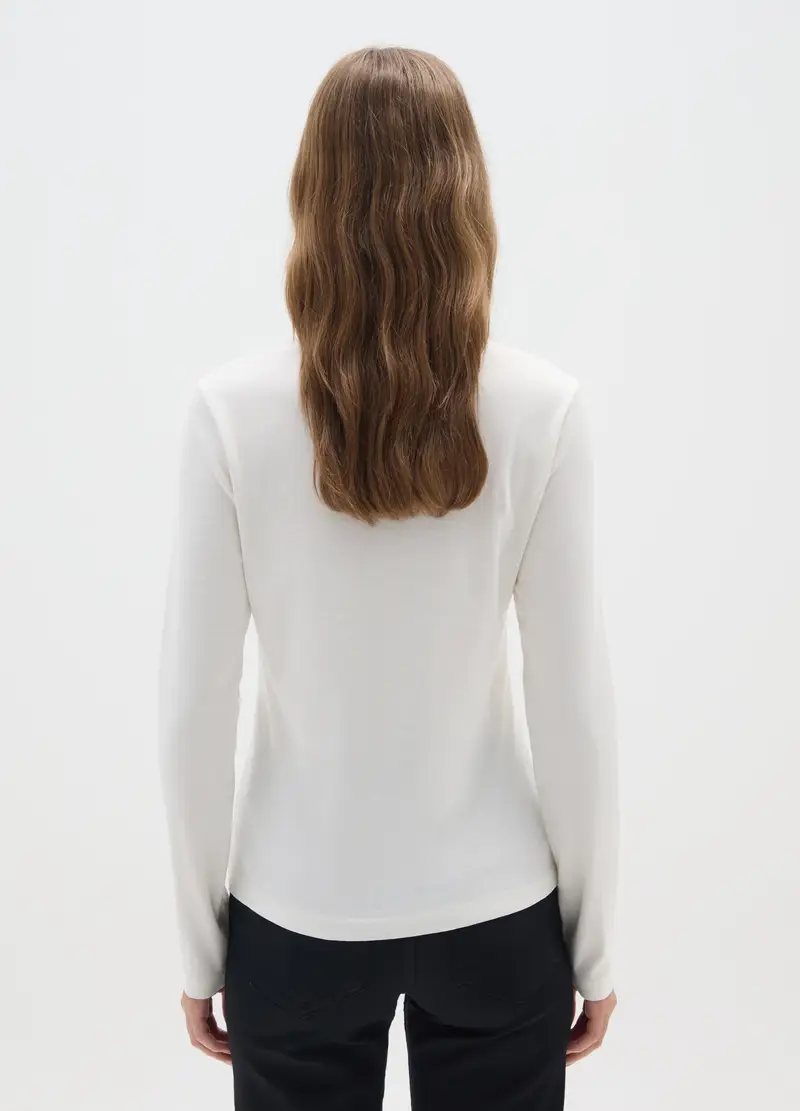 Maglietta In Puro Cotone Bianca Regular Fit, Donna, Bianco miniatura 3