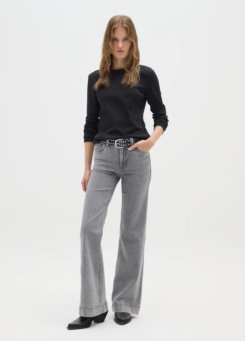 Maglietta In Puro Cotone Nero Regular Fit, Donna, Nero