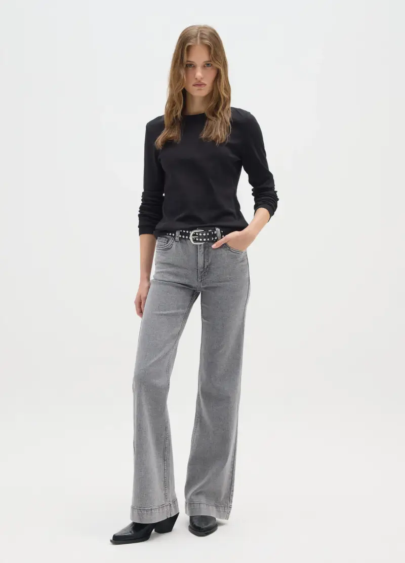 Maglietta In Puro Cotone Nero Regular Fit, Donna, Nero