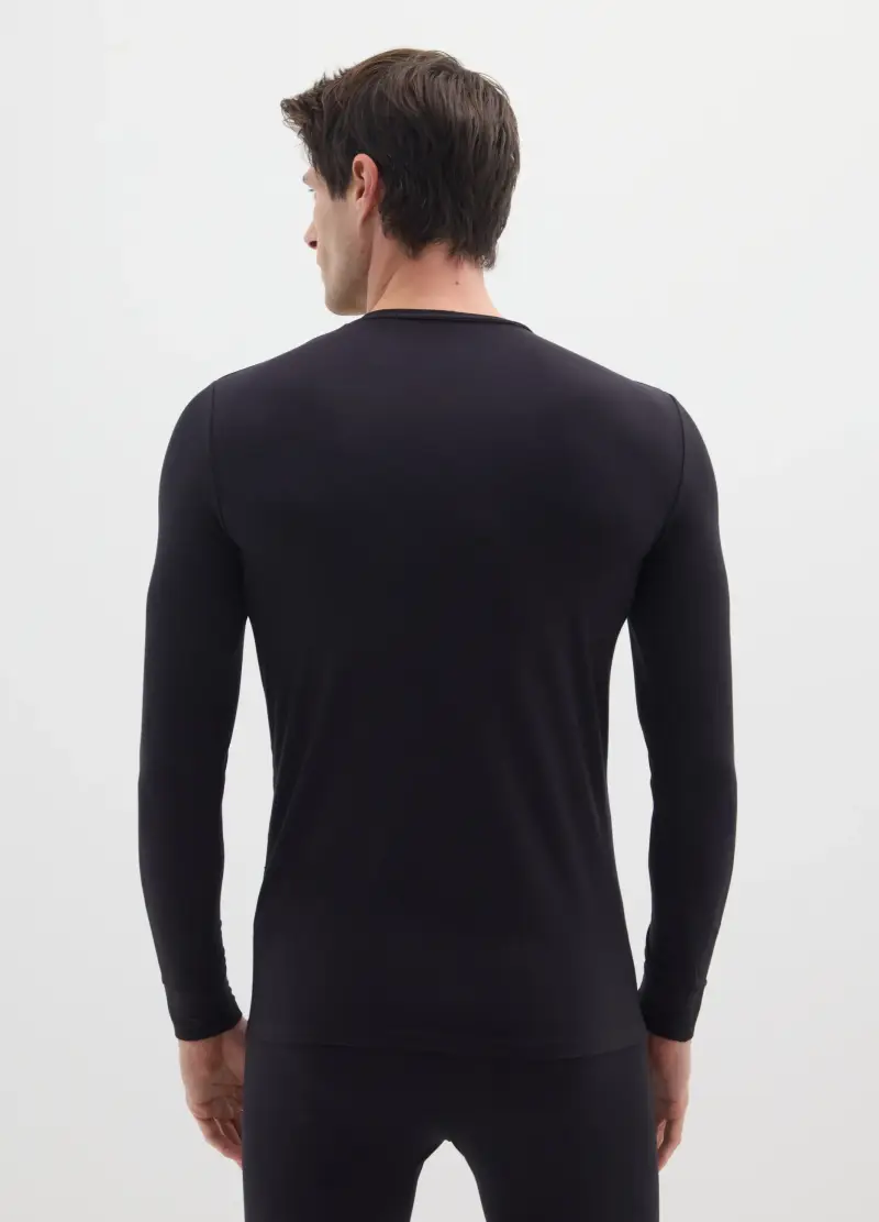 Maglietta Nera A Maniche Lunghe Regular Fit, Uomo, Nero miniatura 3