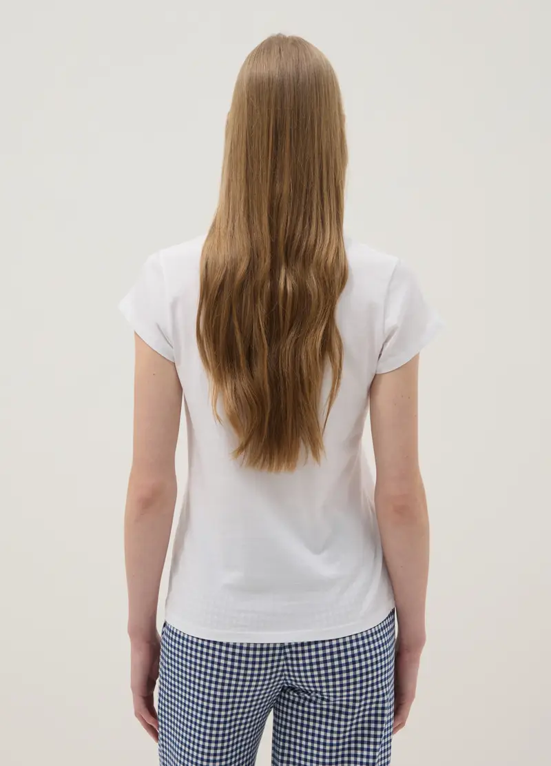 Maglietta Pigiama In Puro Cotone Bianca Regular Fit Con Fragole, Donna, Bianco miniatura 3