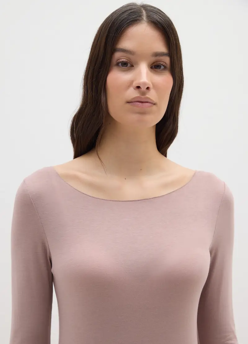 Maglietta Rosa In Misto Modal Elasticizzato, Donna, Grigio miniatura 2