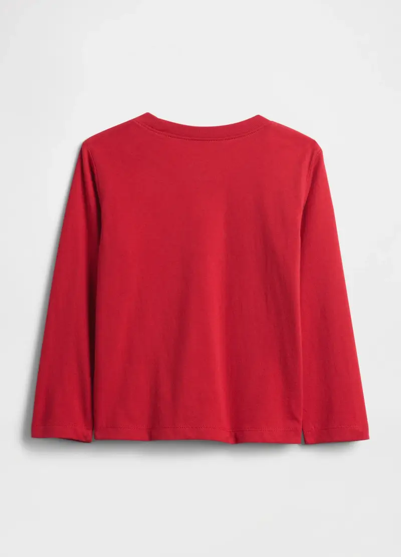 Maglietta Rossa A Maniche Lunghe In Cotone, Bambino, Rosso miniatura 3