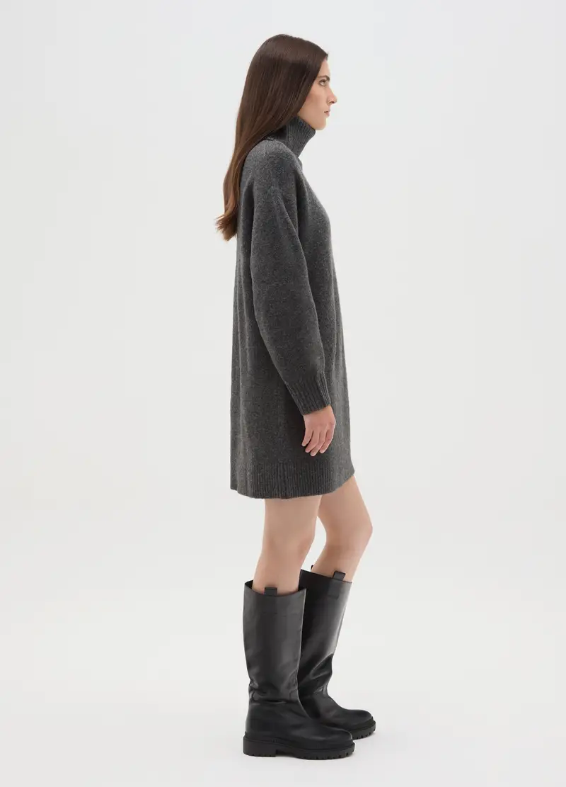 Maglione A Collo Alto Grigio Regular Fit, Donna, Grigio miniatura 2